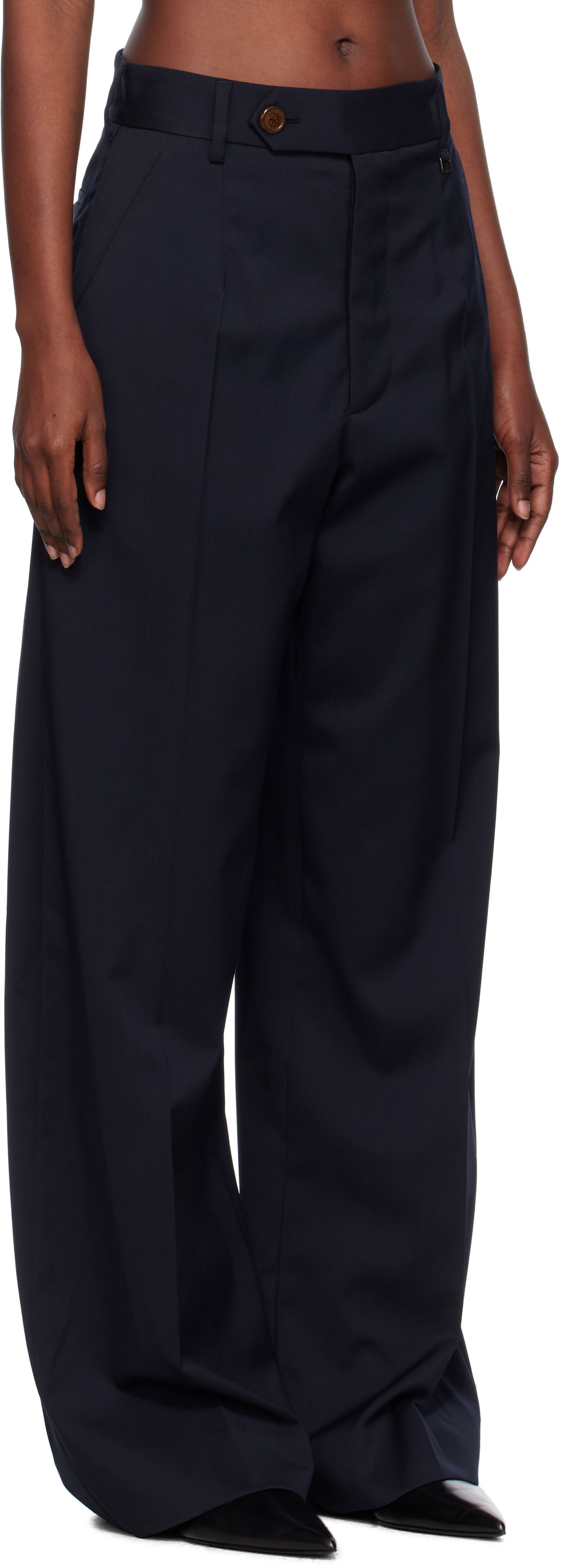 Hlače Vivienne Westwood Vivienne Westwood Lauren Wide-Leg Trousers Mornarica | 1F01000Z-W018V-, 1