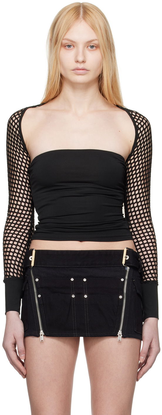 Krila Miaou Miaou Iris Fishnet Long Sleeve Top Črna | 7112TJBBLK