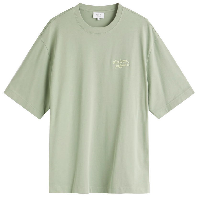Majica MAISON KITSUNÉ Maison Kitsuné Handwriting Embroidery Oversize T-Shirt, Large Zelena | OM00123KJ0119-0078