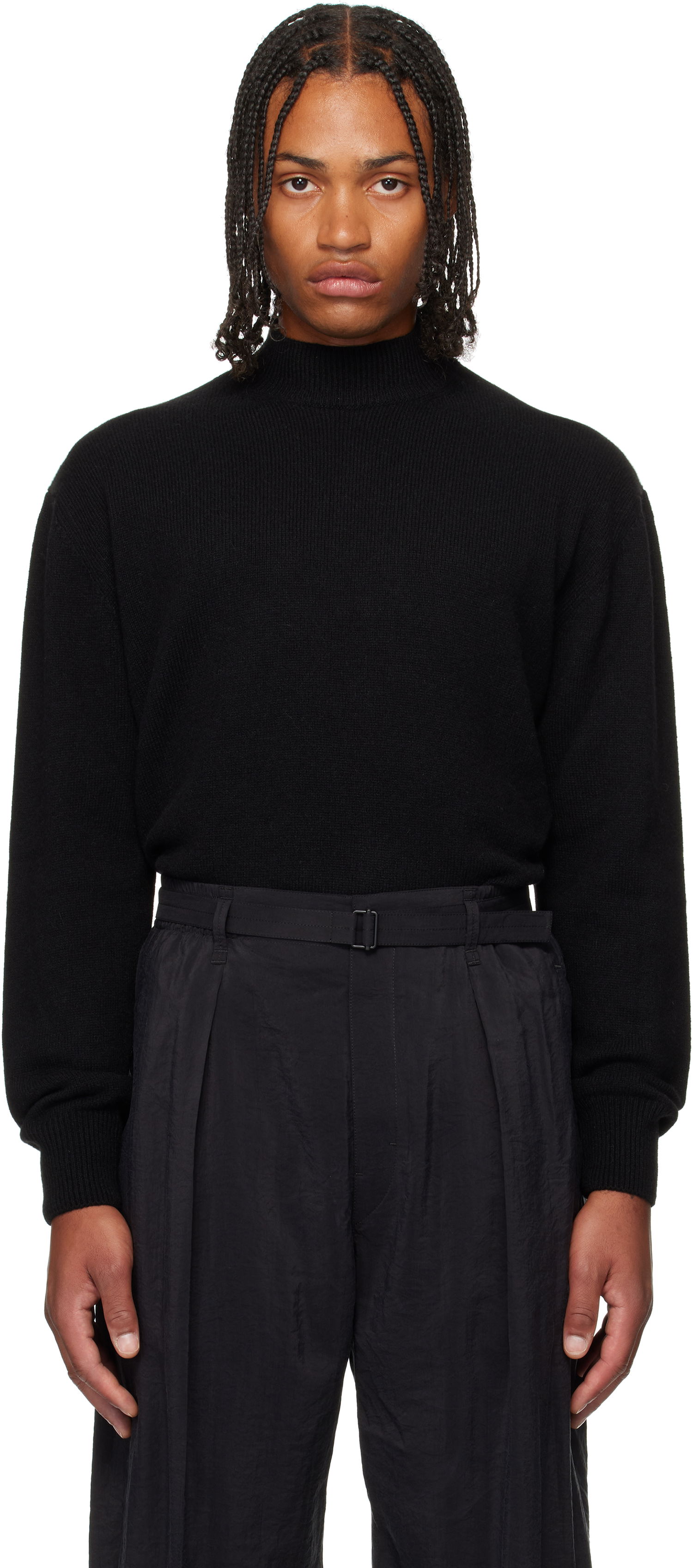 Pleteni pulover LEMAIRE Lemaire Mock Neck Sweater Črna | TO1426 LK1029, 0