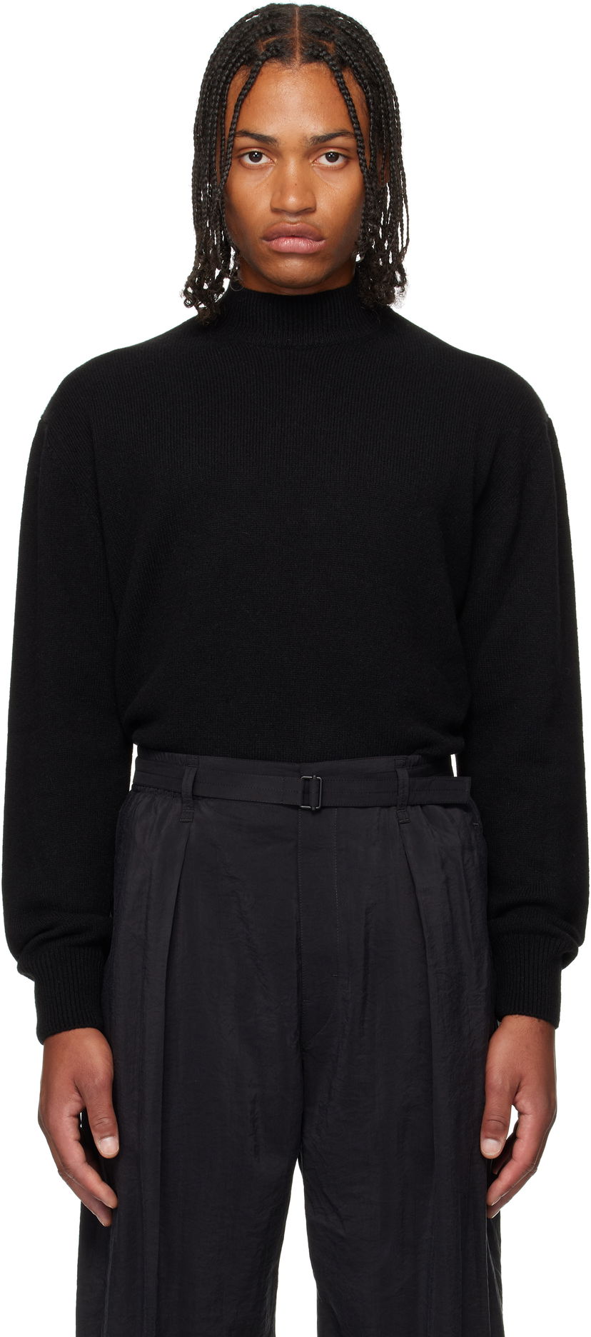 Pleteni pulover LEMAIRE Lemaire Mock Neck Sweater Črna | TO1426 LK1029