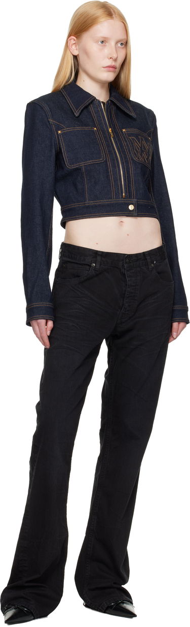Jakna AMIRI AMIRI Zip Up Cropped Denim Jacket Modra | AWDNWJ1007, 3