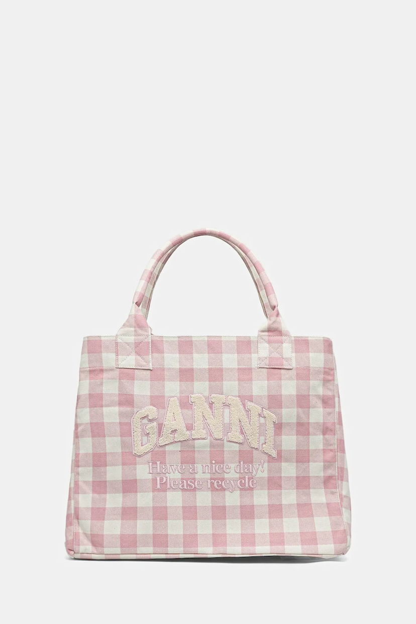 Tote bag GANNI GANNI Shopper XXL Pocket Vichy Tote Bag Roza | A6894
