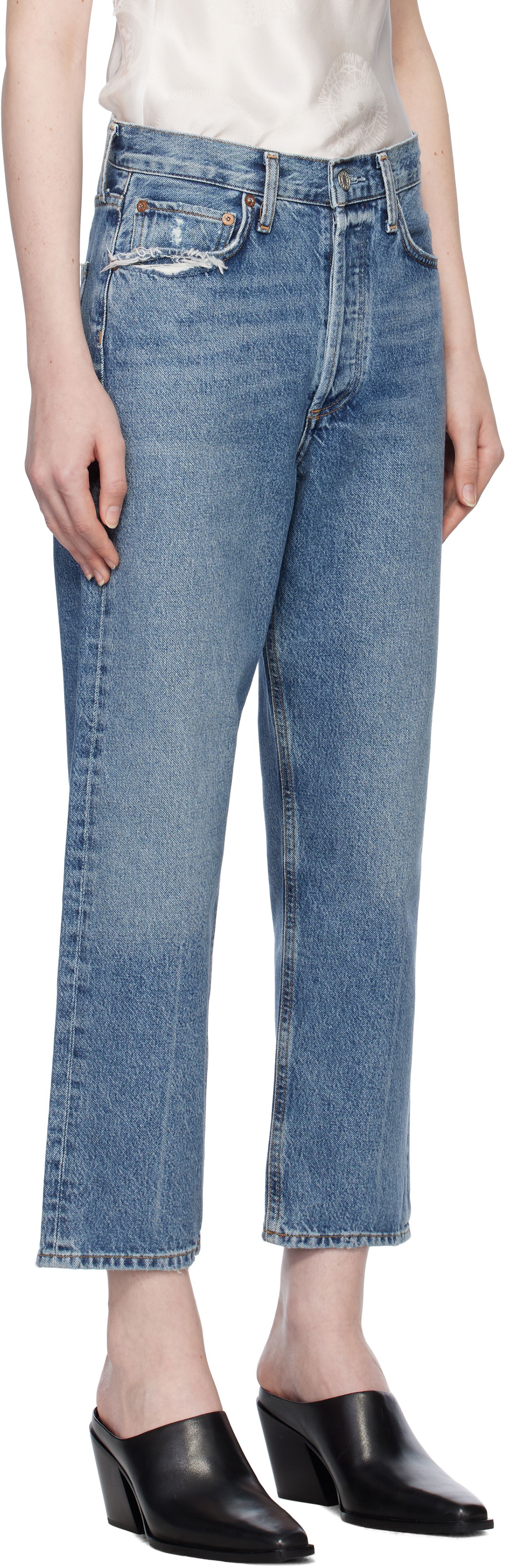 Kavbojke AGOLDE 90's Crop Mid Rise Straight Jeans Modra | A173F-1206, 1