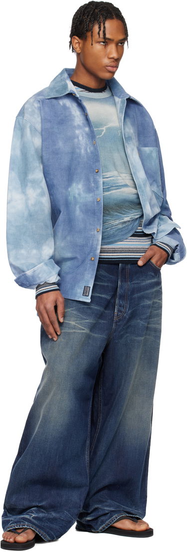 Srajce ERL ERL Tie-Dye Corduroy Overshirt Modra | ERL10B007, 3