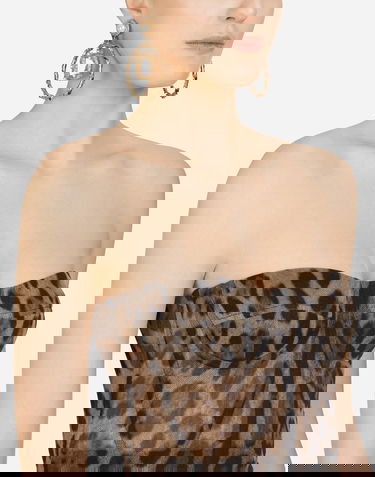 Krop-top Dolce & Gabbana Leopard-print Tulle Bustier Večbarvna | F73V4TFSEGZHY13M, 3