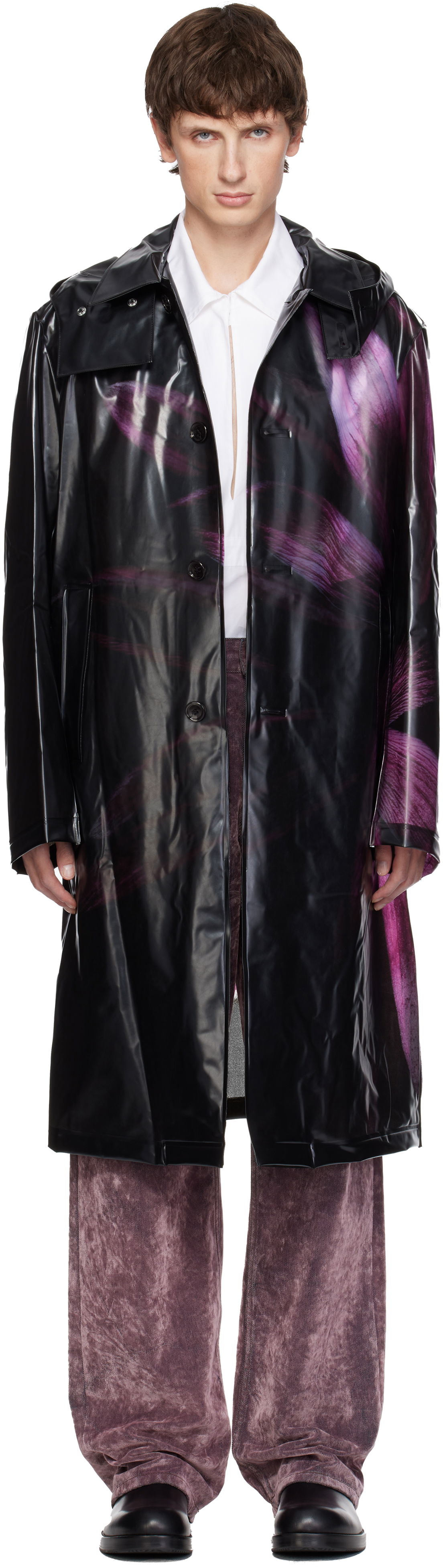 Dežni plašč Dries Van Noten Dries Van Noten Loose Fit Mac Raincoat with Purple Abstract Print Večbarvna | 252-020251-2095, 0