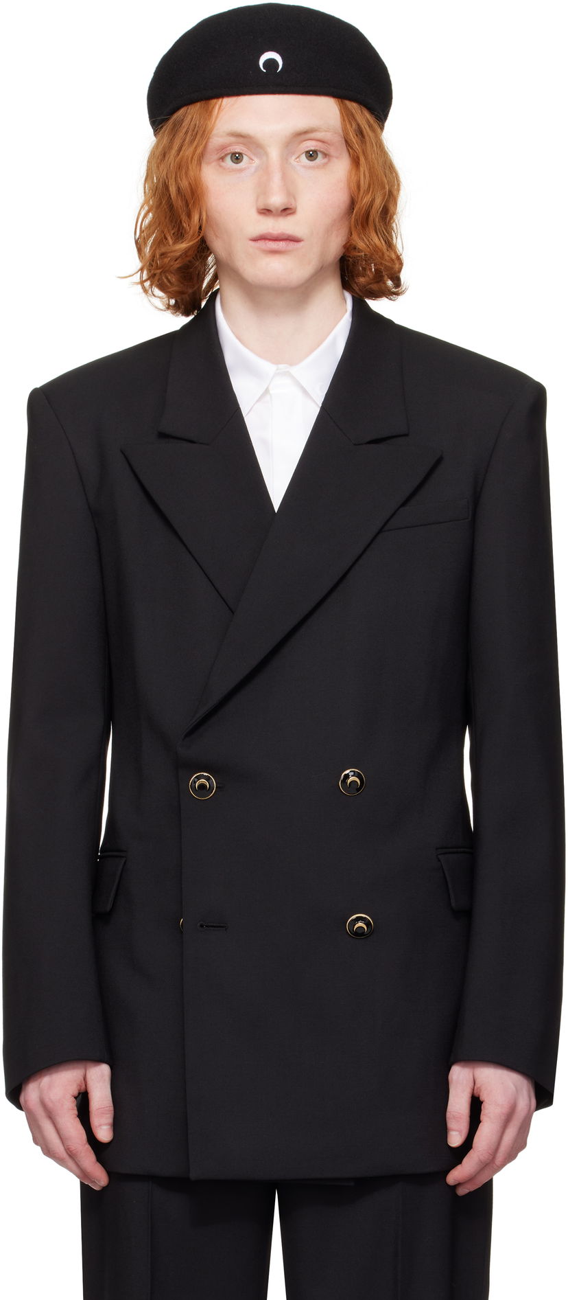 Baretka Marine Serre Marine Serre Virgin Wool Twill Fitted Blazer Črna | MJA074A RWOV0001