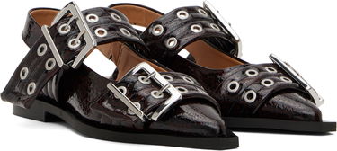 Pasovi GANNI GANNI Snake Buckle Flats Rjava | S2951, 3