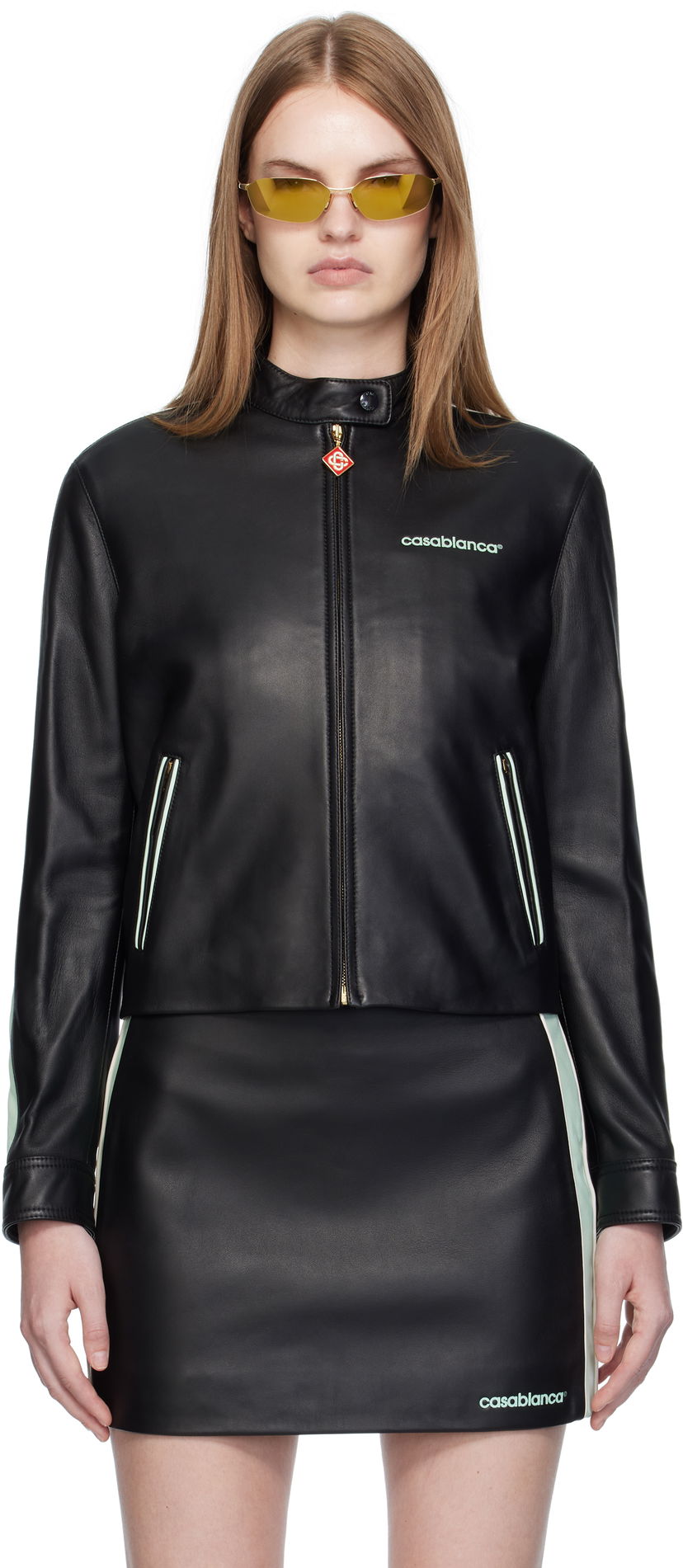 Jakna Casablanca Casablanca Leather Racer Jacket Črna | WPF25-JK-400-01