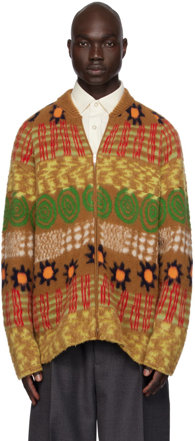 Pleteni pulover ZEGNA Zegnia x The Elder Statesman Zip Cardigan Rjava | TCS70A6-OWR