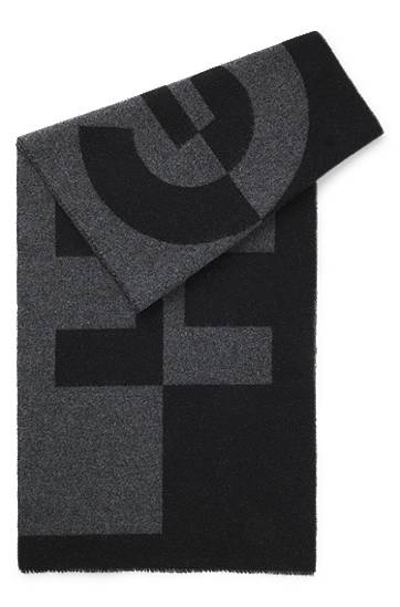 Šala BOSS Wool-blend scarf with stacked logos Večbarvna | 50524767