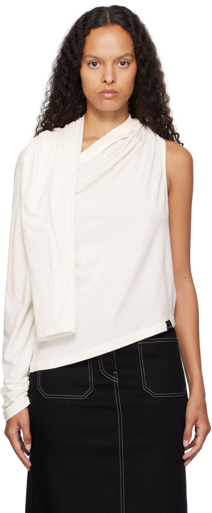 Majica brez rokavov Courrèges Courrèges Asymmetric Off Shoulder T-Shirt Bela | 424JTS154JS0175
