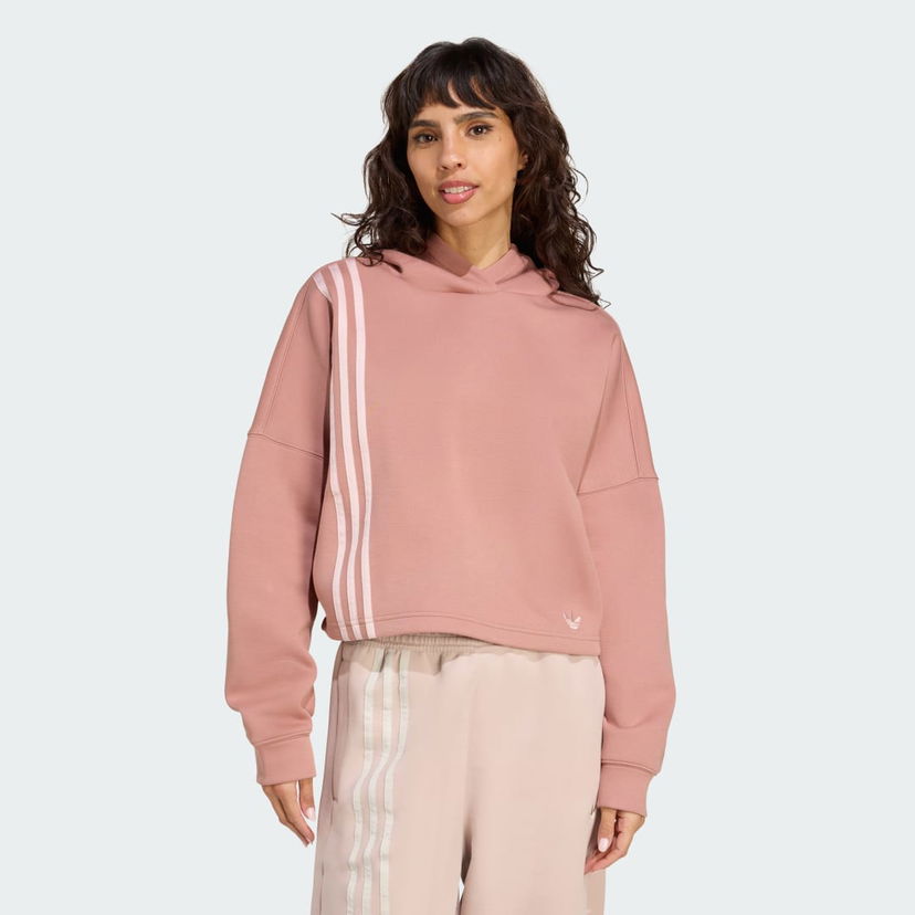 Pulover adidas Performance Off Placed 3-Stripes Cropped Hoodie Roza | JW3601