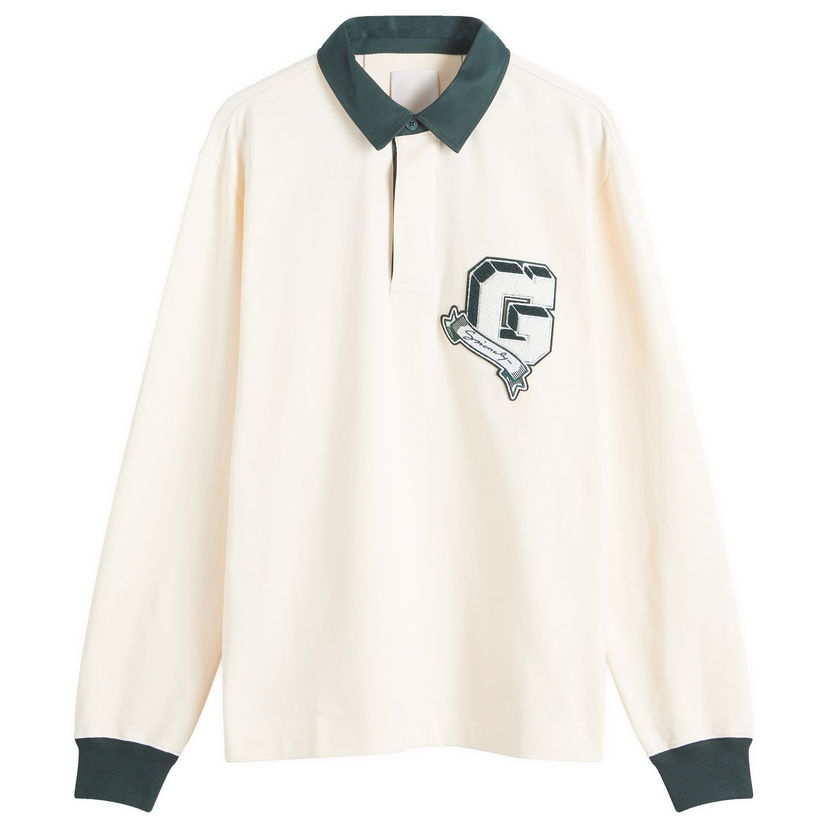 Polo majica Givenchy Long Sleeve Polo with Graphic Embroidery Bela | BM71MT3YPD-115
