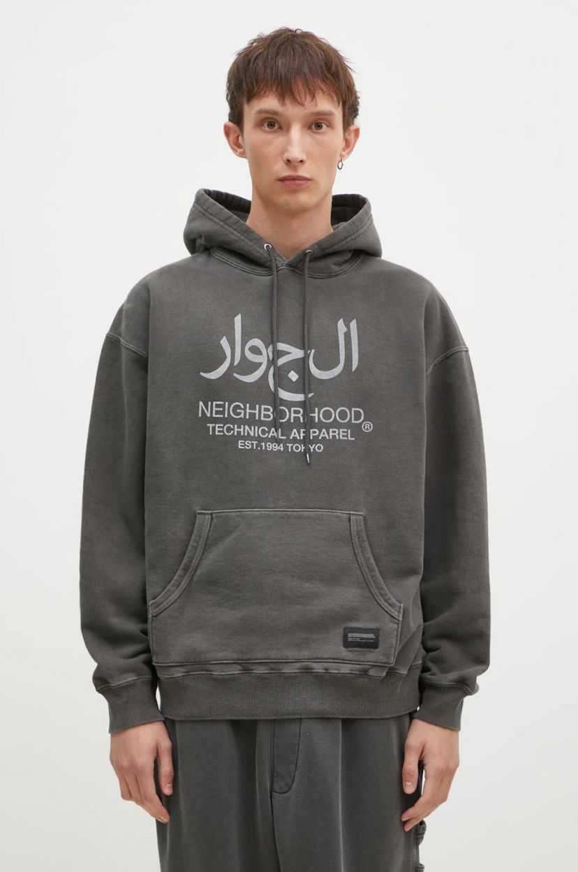 Pulover Neighborhood Pigment Dyed Graphic Print Hoodie Siva | 242UNNH.CSM02