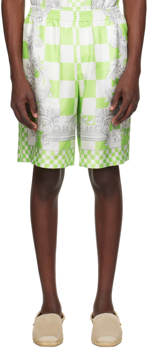 Kratke hlače Versace Green & White Medusa Contrasto Shorts Zelena | 1002476_1A10864