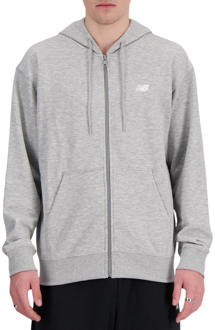 Pulover New Balance Essentials Logo Fleece Full Zip Hoodie Siva | mj41502-ag