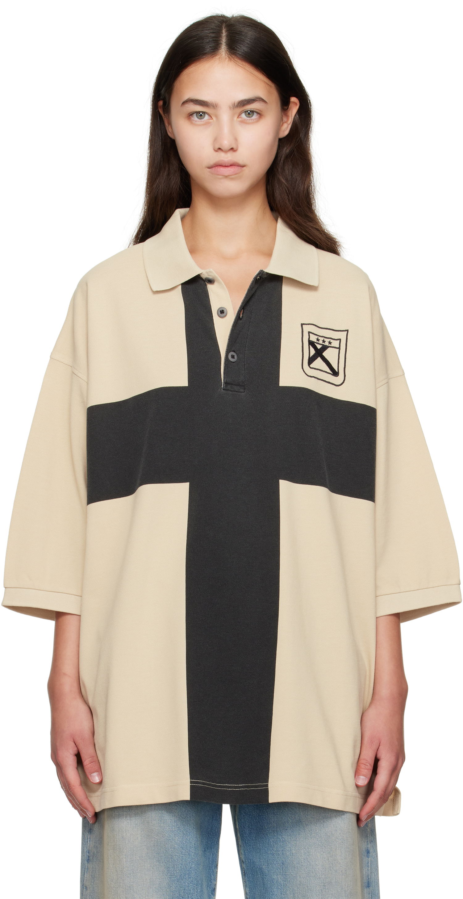 Polo majica 032C 032c Fainting Cross Oversized Polo Bež | F25-URC-0459-550-W, 0