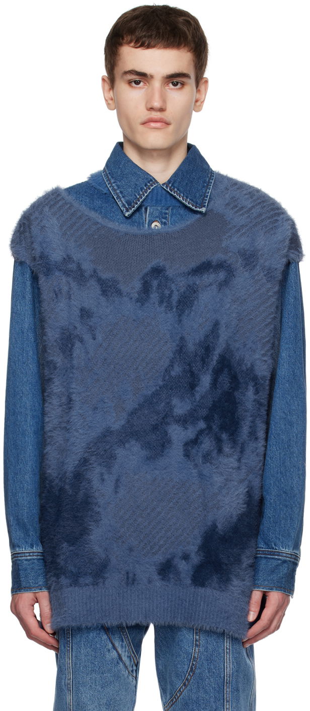 Pleteni pulover Feng Chen Wang Feng Chen Wang Landscape Painting Vest and Denim Jacket Set Modra | FUF16KT03, 0
