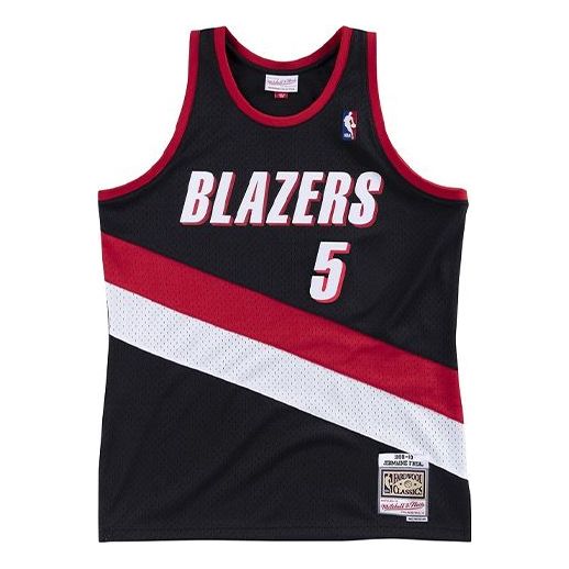 Majica brez rokavov Mitchell & Ness Mitchell & Ness Portland Trail Blazers Jermaine O'Neal Swingman Jersey Črna | SMJYEL18024-PTBBLCK99JON, 0