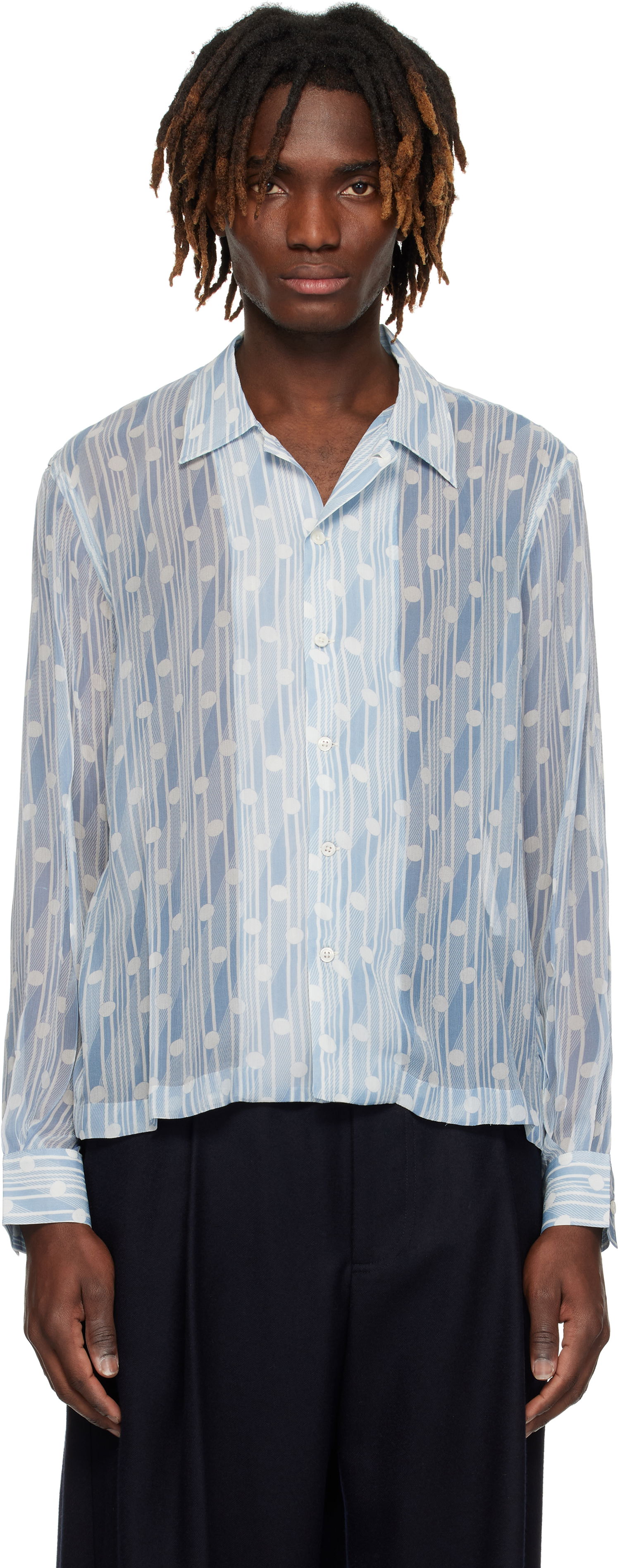 Srajce Bode Bode Meridian Print Shirt Modra | MRS25SH034, 0