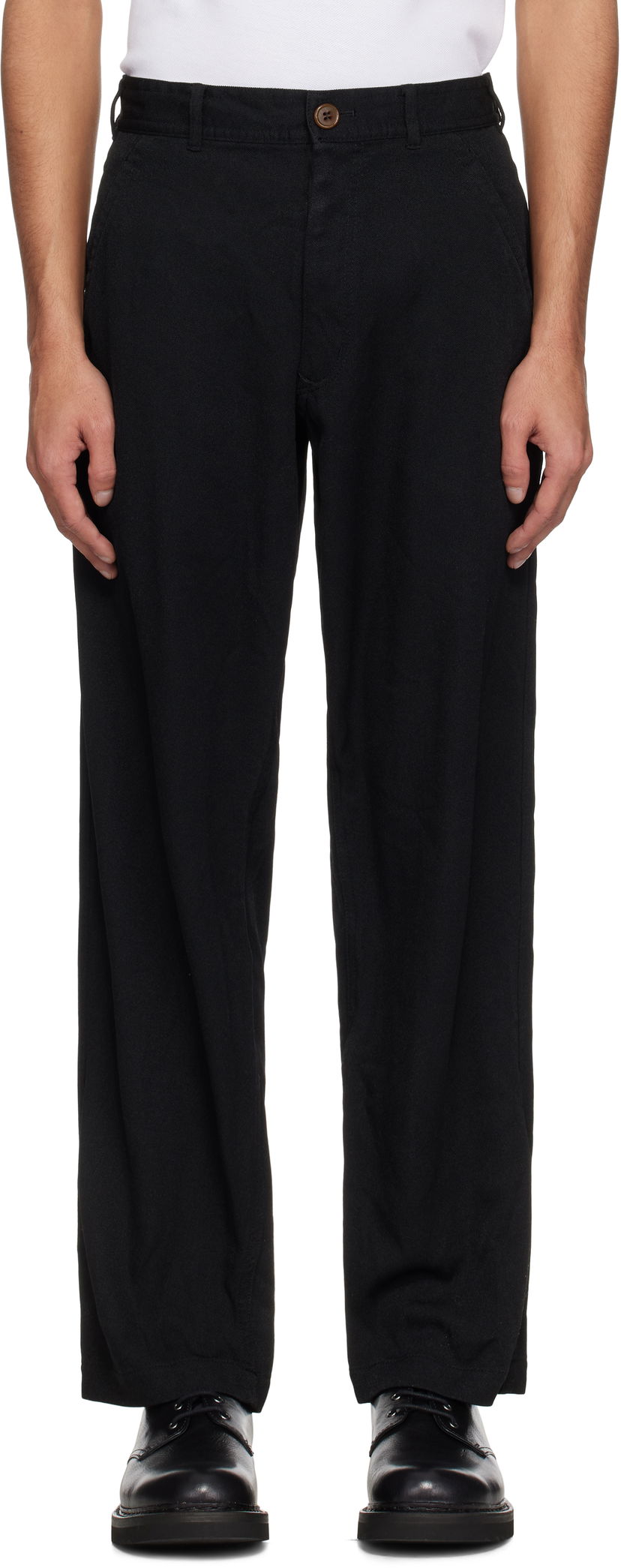 Hlače Comme des Garçons Comme des Garçons Shirt Twill Garment Treated Trousers Črna | FO-P505-051