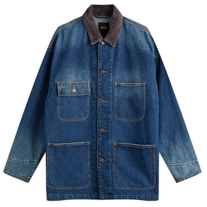 Jakna BEAMS BEAMS Loose Coverall Denim Jacket, Size Small Modra | 1118-3309-791-78