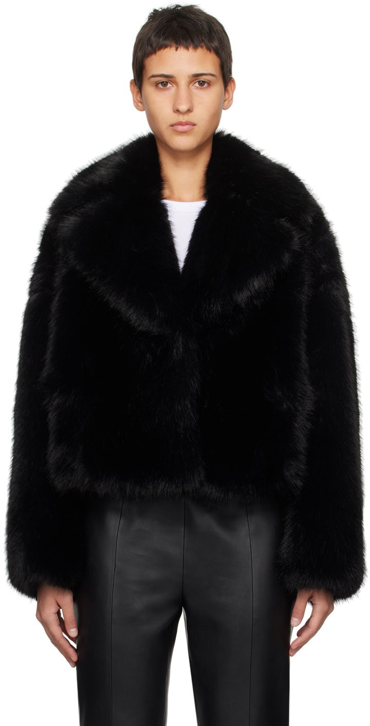 Jakna STAND STUDIO Samara Faux-Fur Cropped Jacket Črna | 61701-9055