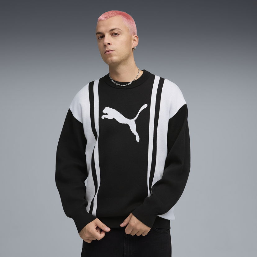 Pleteni pulover Puma FUTURE.PUMA.ARCHIVE Relaxed Fit Knit Sweater Črna | 632294_01