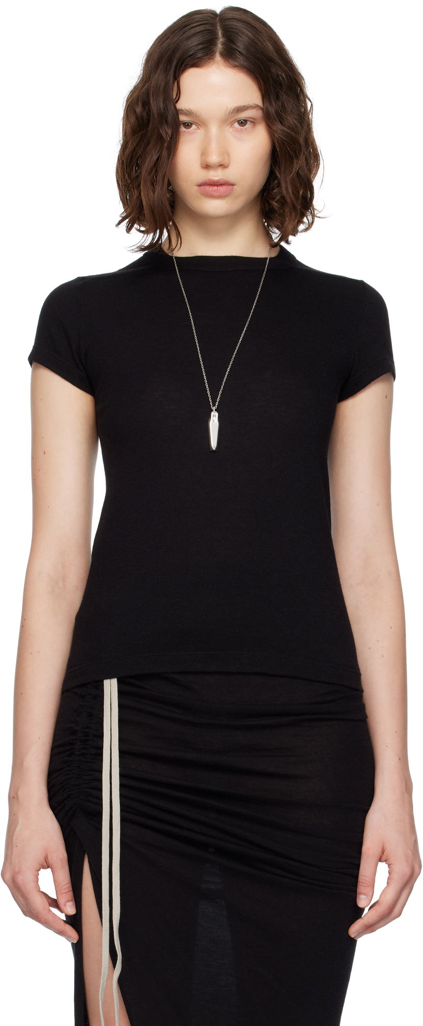 Krop-top Rick Owens Rick Owens Concordians Rainino Cropped T-Shirt Črna | RP02E4235 JR