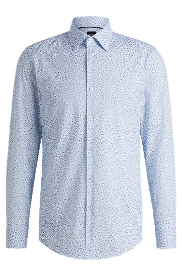 Srajce BOSS Slim Fit Stretch Cotton Poplin Printed Shirt Modra | 50533021