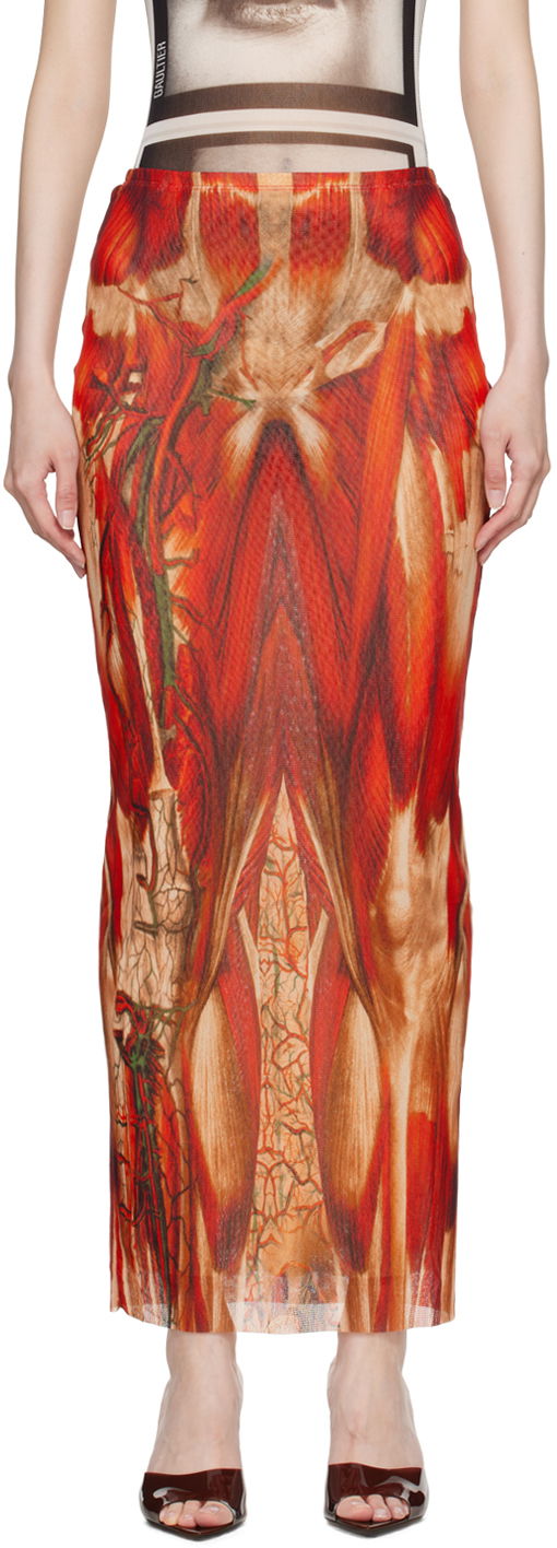 Krila Jean Paul Gaultier Jean Paul Gaultier 'The Écorché' Maxi Skirt Rdeča | 24/30-F-JU124-T554-301540