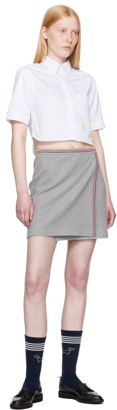 Krila Thom Browne Thom Browne Cotton Waffle Miniskirt Siva | FJK141A-J0216, 4