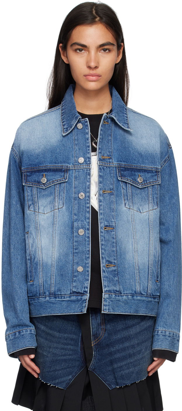 Jakna We11done Printed Denim Jacket Modra | WD-DJ1-23-915-U-BL