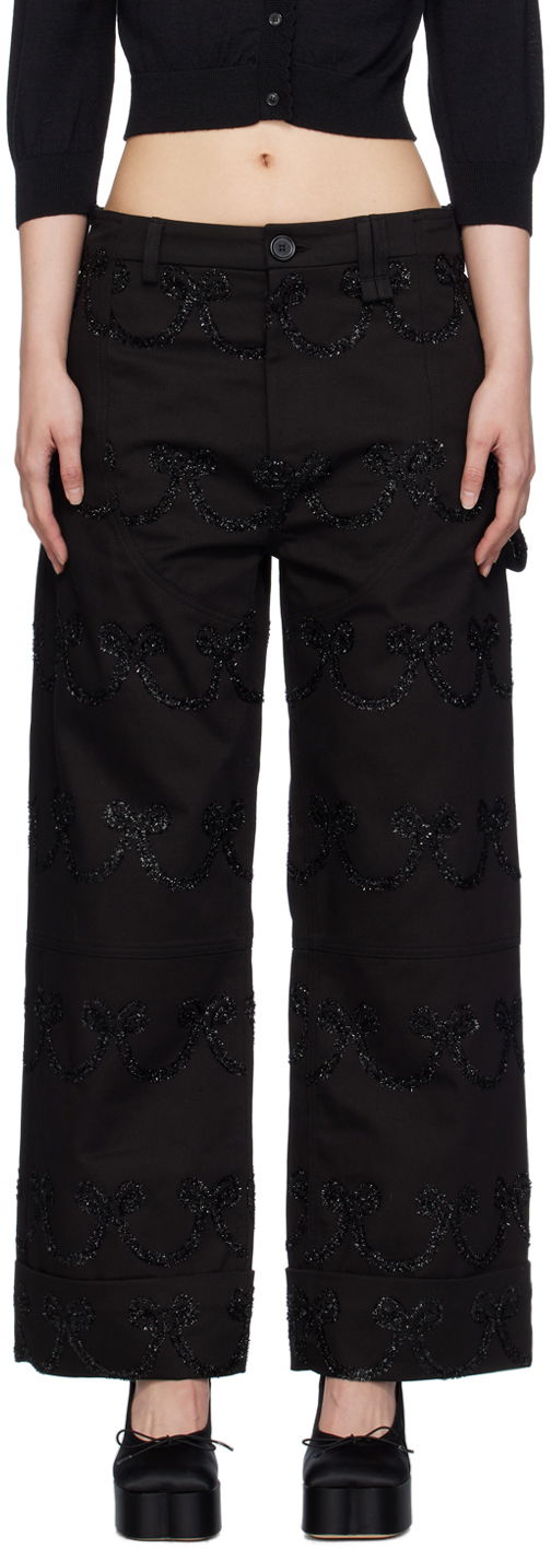 Hlače Simone Rocha Simone Rocha Patterned Wide-Leg Trousers Črna | 4101 1062, 0