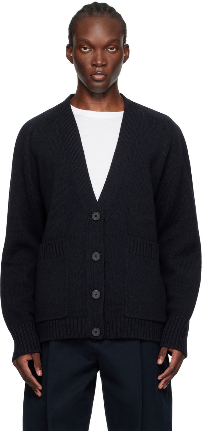 Pleteni pulover Studio Nicholson Studio Nicholson Sen Cardigan Mornarica | SEN SNM-049