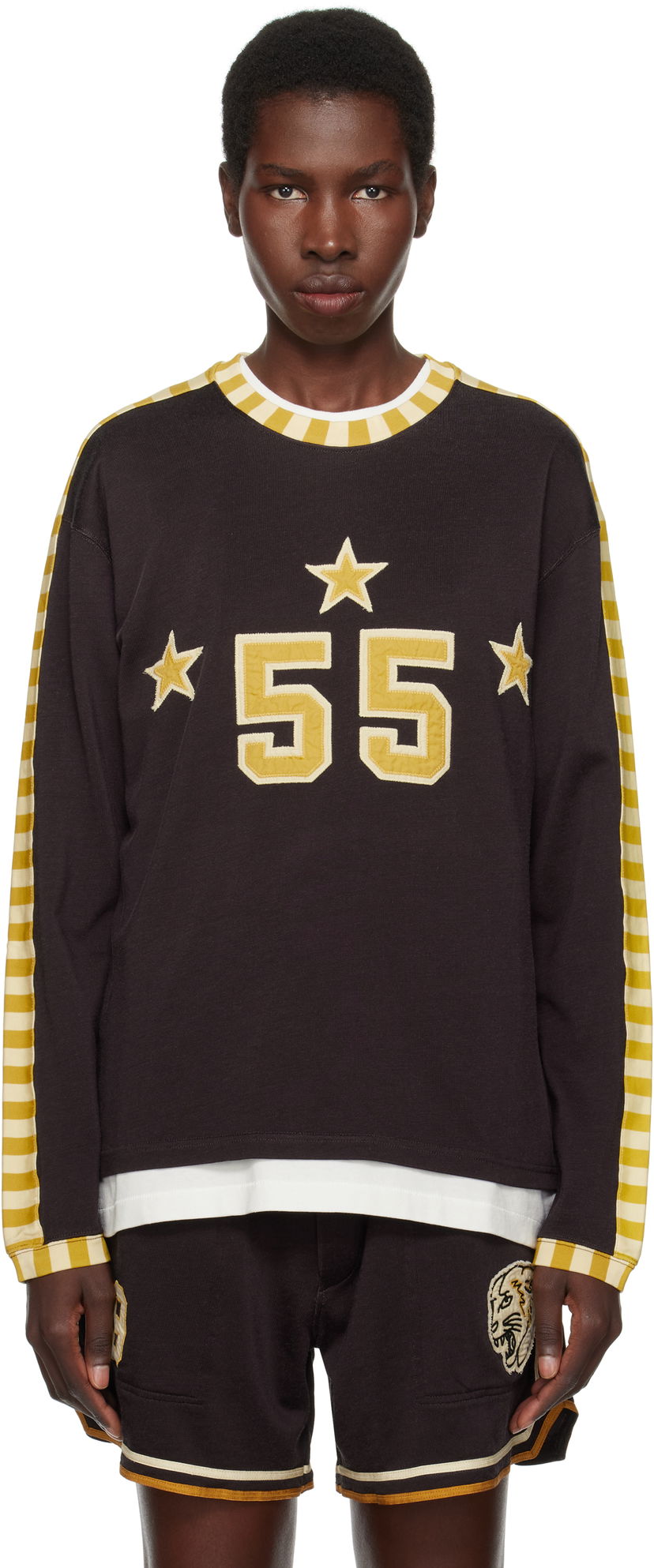 Pleteni pulover Bode Bode Medalist Appliqué Long Sleeve T-Shirt Črna | MRS25CS035