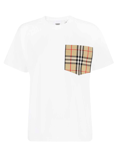 Majica Burberry Carrick Check Pocket T-Shirt Bela | 8043386