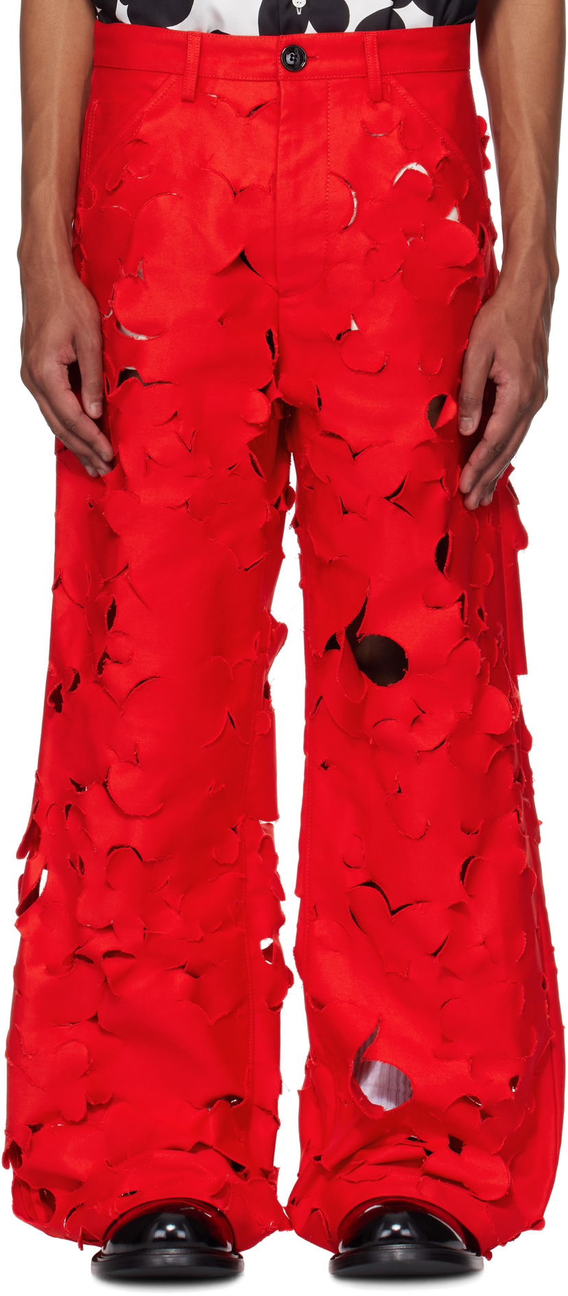 Hlače Marni Marni Cut-Out Cargo Pants Rdeča | PUMU0287S0 USR012