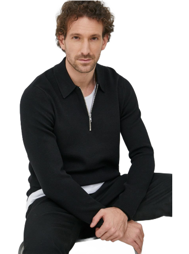 Polo majica Samsoe Samsoe Guna Half Zip Polo Shirt Črna | M22400055