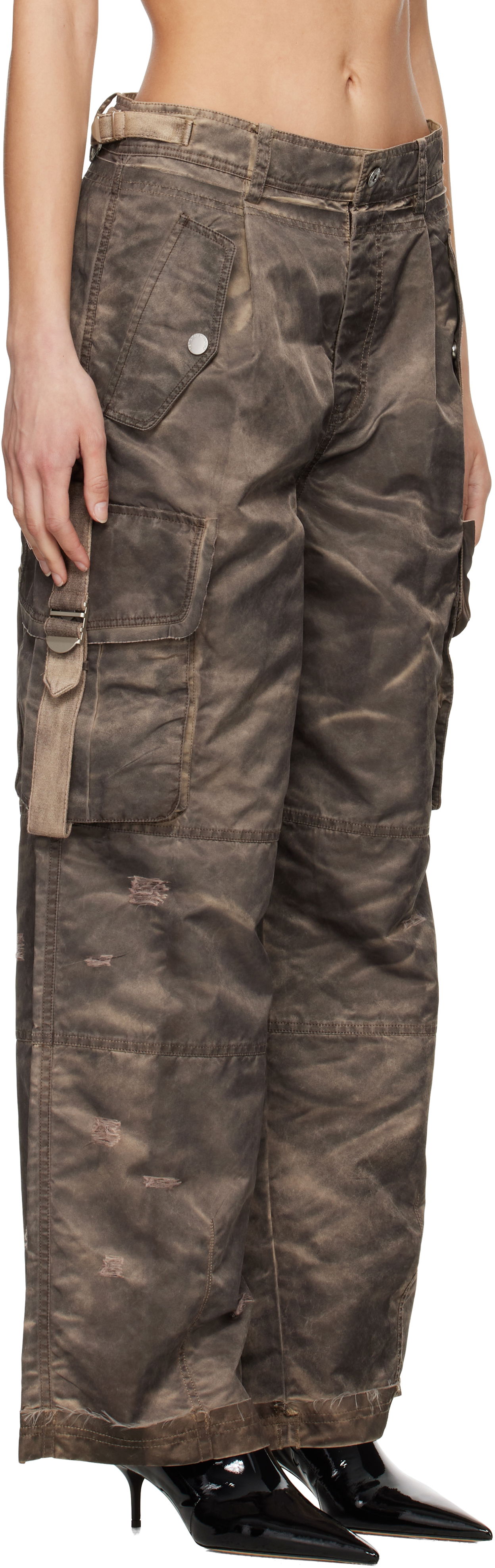 Cargo hlače Feng Chen Wang Feng Chen Wang Sandwashed Cargo Pants Rjava | FUS19TR10B, 1