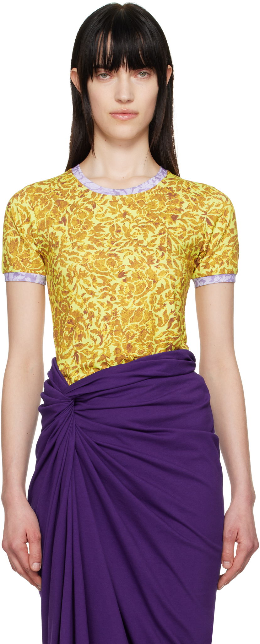 Majica Dries Van Noten Dries Van Noten Printed Contrast T-Shirt Rumena | 251-011135-1601