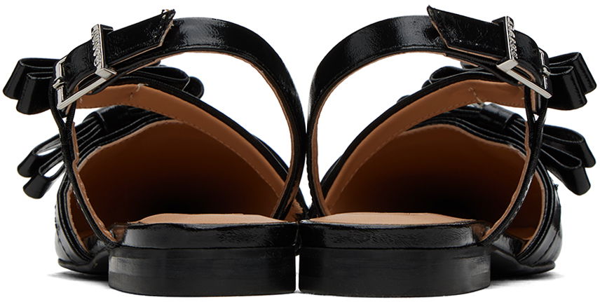 Nega čevljev GANNI GANNI Multi Bow Pointy Cut-Out Ballerina Flats Črna | S2436, 1