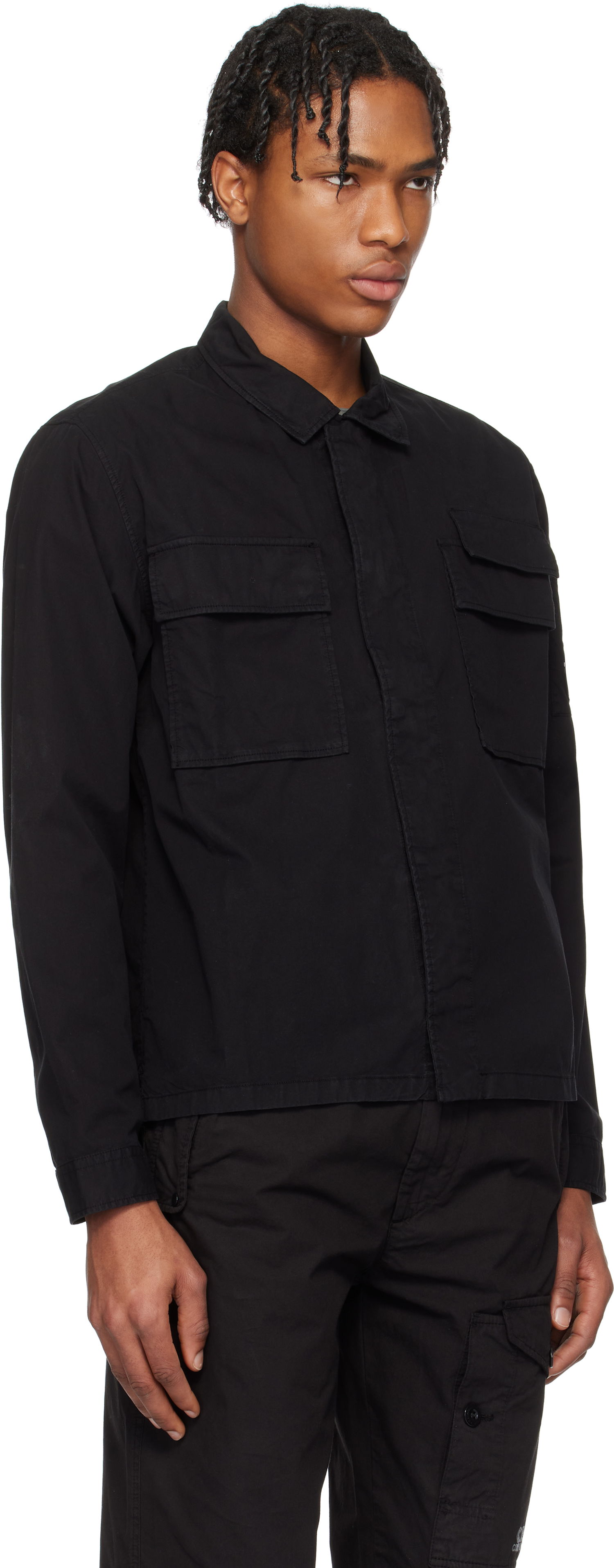 Srajce C.P. Company C.P. Company Organic Gabardine Utility Lens Shirt Črna | 18CMSH128A-110143G, 1