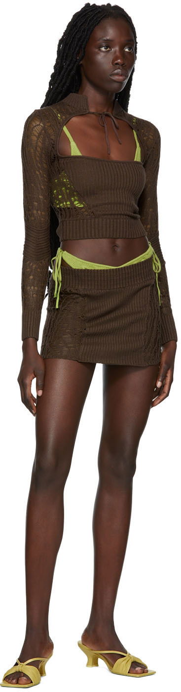 Pleteni pulover GUIZIO Guizio Cutout Turtleneck Top Rjava | MCTT 2, 3