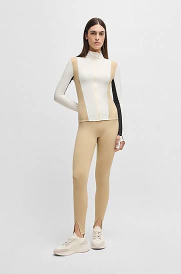 Pulover BOSS Color-Block Stretch Zip-Up Active Jacket Bela | 50540215, 1