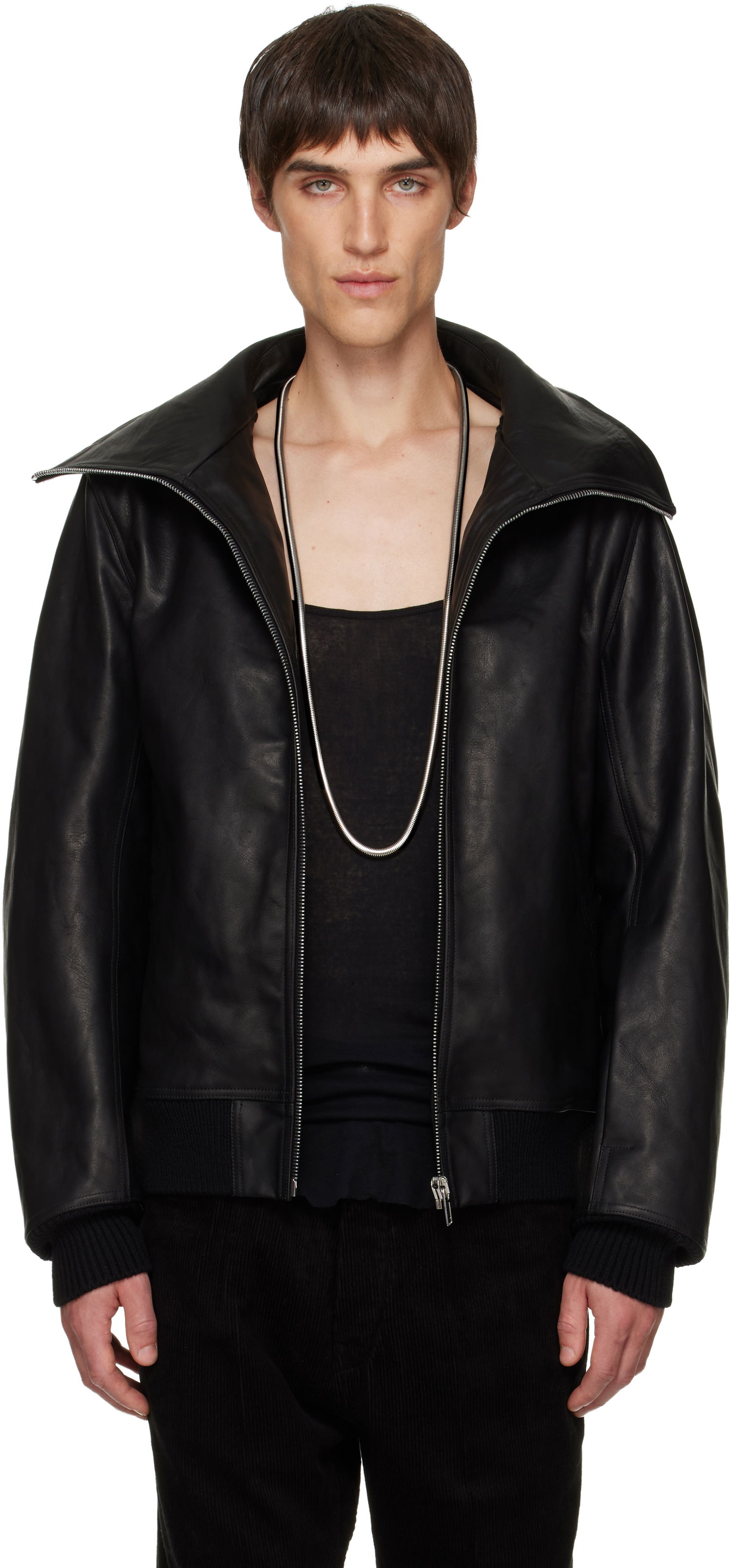 Jakna Rick Owens Concordians Blixa Dracucollar Leather Jacket Črna | RR02E1710 LOO, 0
