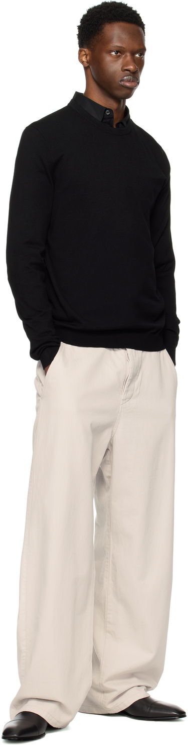 Pleteni pulover BOSS Crew Neck Soft Yarn Sweater Črna | 50532074, 4