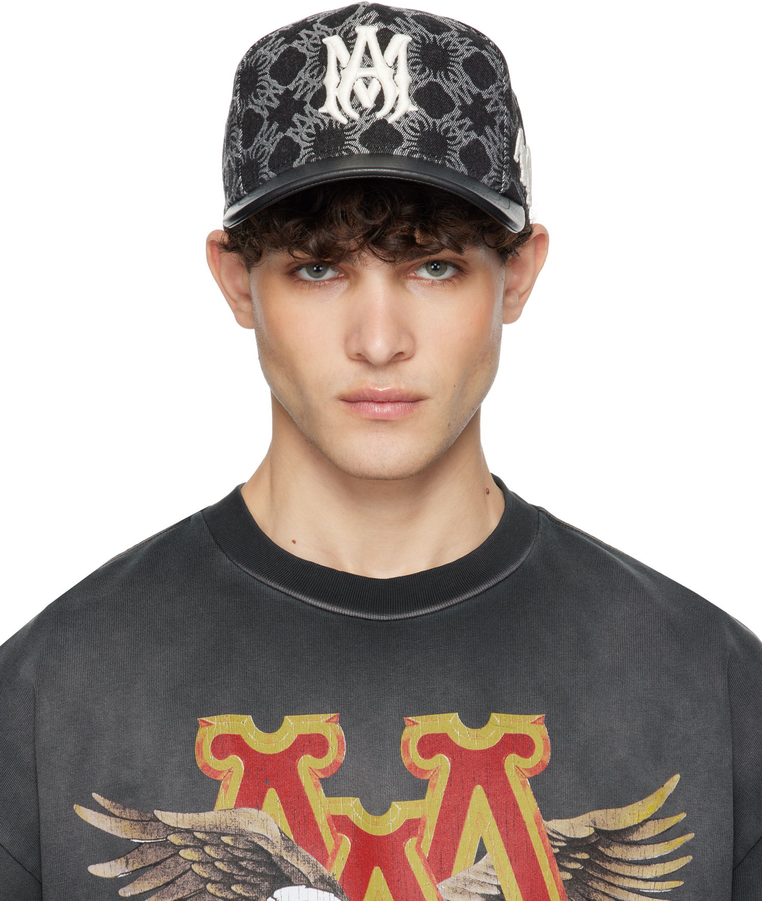 Majica AMIRI 'MA' Quad Denim Cap Črna | AMHACP1036, 0